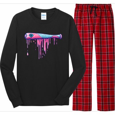 Baseball Bat With Sprinkles Drip Long Sleeve Pajama Set