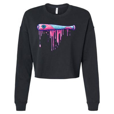 Baseball Bat With Sprinkles Drip Cropped Pullover Crew