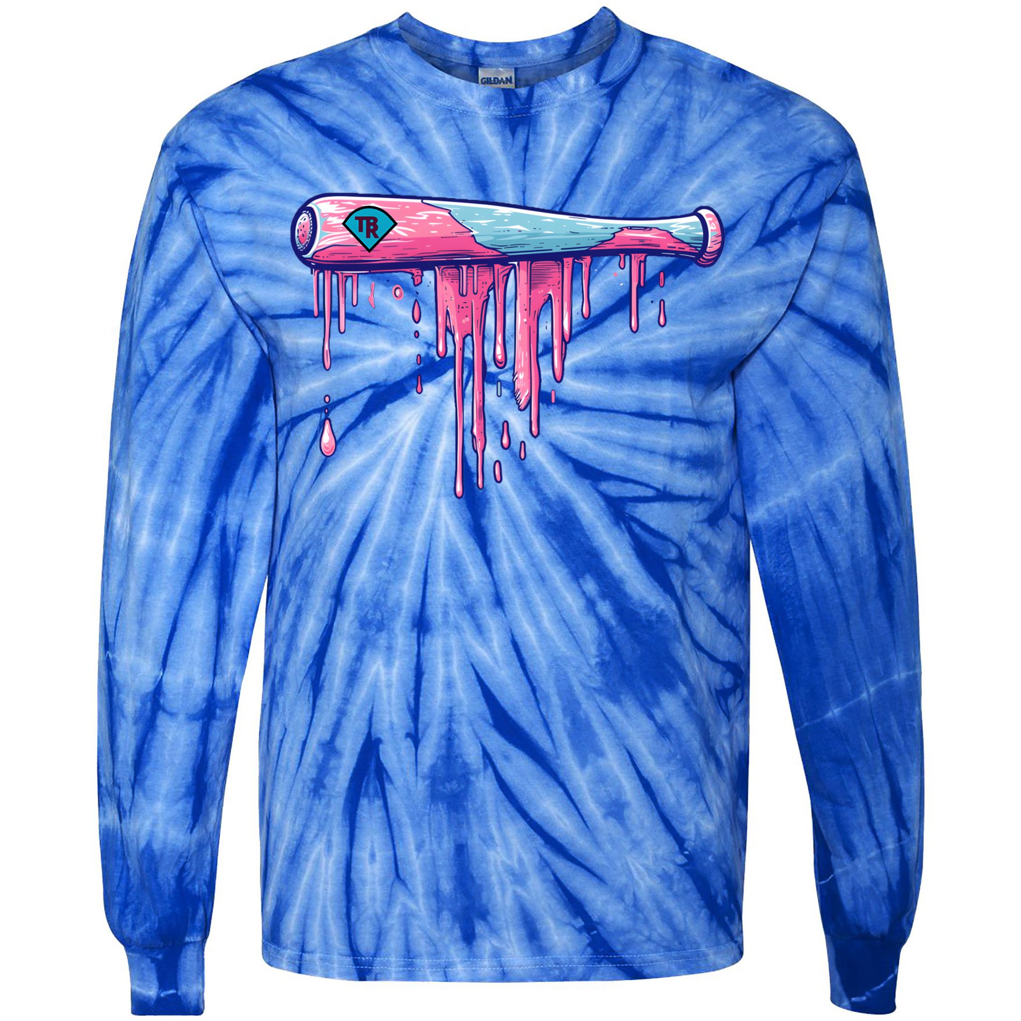 Baseball Bat With Sprinkles Drip Cute Gift Tie-Dye Long Sleeve Shirt