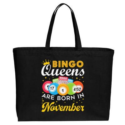 Bingo Birthday Women Bingo Queens Are Born In November Cotton Canvas Jumbo Tote