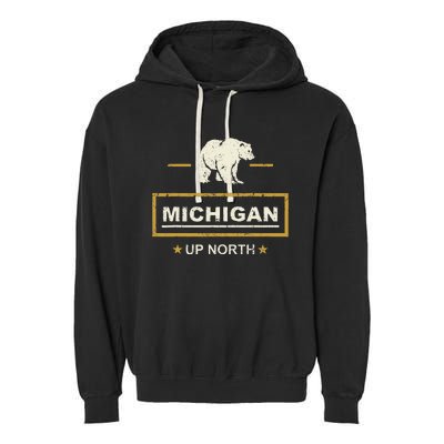 Black Bear  Wo Upper Peninsula Michigan Up North Garment-Dyed Fleece Hoodie