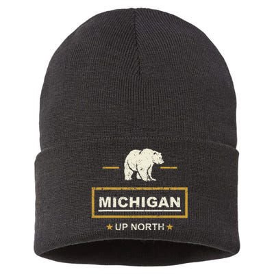 Black Bear  Wo Upper Peninsula Michigan Up North Sustainable Knit Beanie