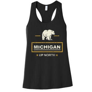 Black Bear  Wo Upper Peninsula Michigan Up North Women's Racerback Tank