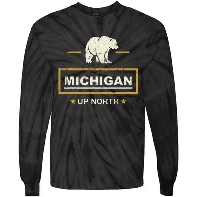 Black Bear  Wo Upper Peninsula Michigan Up North Tie-Dye Long Sleeve Shirt