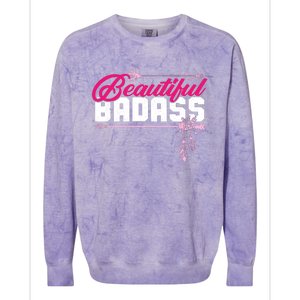 Beautiful Badass | Wo Empowerment Pink Colorblast Crewneck Sweatshirt