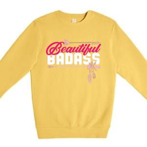 Beautiful Badass | Wo Empowerment Pink Premium Crewneck Sweatshirt