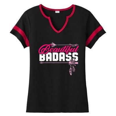 Beautiful Badass | Wo Empowerment Pink Ladies Halftime Notch Neck Tee