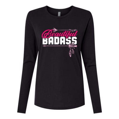 Beautiful Badass | Wo Empowerment Pink Womens Cotton Relaxed Long Sleeve T-Shirt