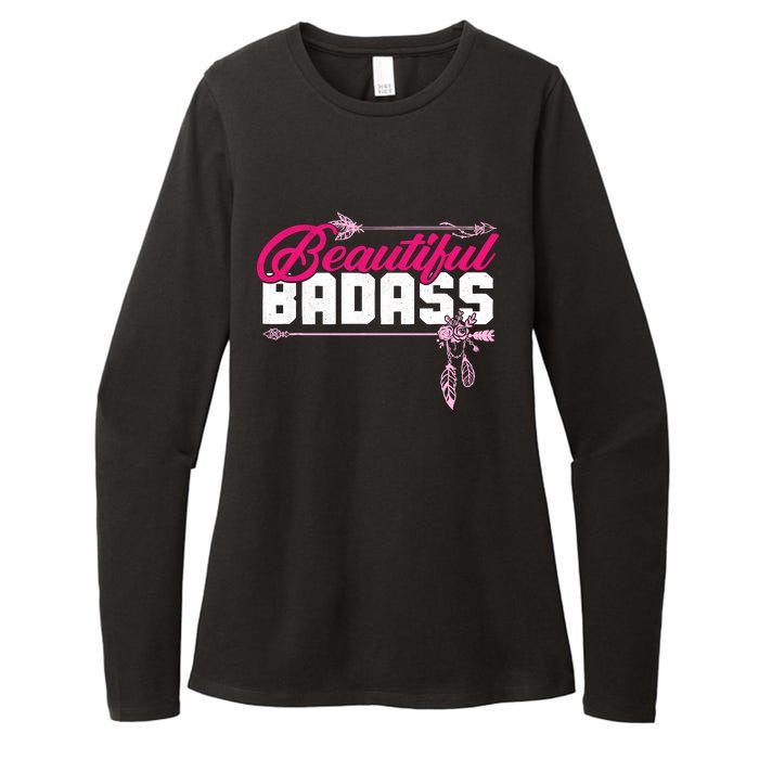 Beautiful Badass | Wo Empowerment Pink Womens CVC Long Sleeve Shirt