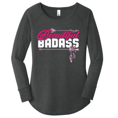 Beautiful Badass | Wo Empowerment Pink Women's Perfect Tri Tunic Long Sleeve Shirt