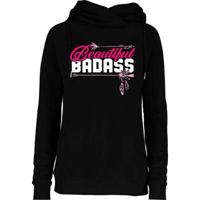 Beautiful Badass | Wo Empowerment Pink Womens Funnel Neck Pullover Hood