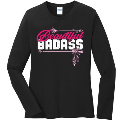 Beautiful Badass | Wo Empowerment Pink Ladies Long Sleeve Shirt