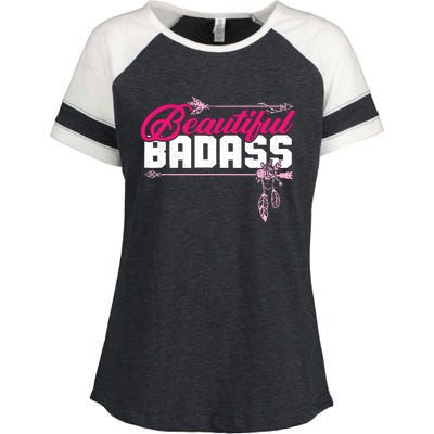 Beautiful Badass | Wo Empowerment Pink Enza Ladies Jersey Colorblock Tee