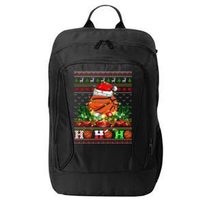 Basketball Ball Xmas Tree Lights Ugly Christmas Sweater Gift City Backpack