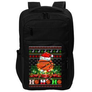 Basketball Ball Xmas Tree Lights Ugly Christmas Sweater Gift Impact Tech Backpack