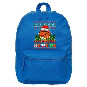 Basketball Ball Xmas Tree Lights Ugly Christmas Sweater Gift 16 in Basic Backpack