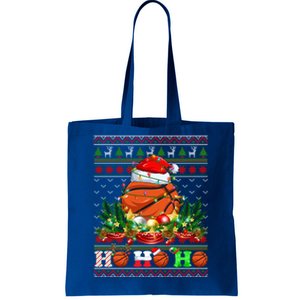 Basketball Ball Xmas Tree Lights Ugly Christmas Sweater Gift Tote Bag