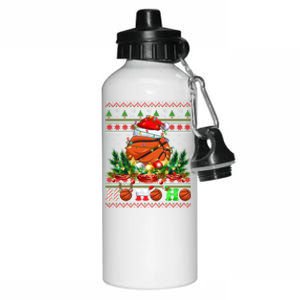 Basketball Ball Xmas Tree Lights Ugly Christmas Sweater Gift Aluminum Water Bottle