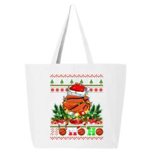 Basketball Ball Xmas Tree Lights Ugly Christmas Sweater Gift 25L Jumbo Tote