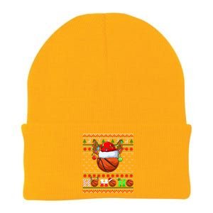 Basketball Ball Xmas Tree Lights Ugly Christmas Gift Knit Cap Winter Beanie