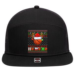 Basketball Ball Xmas Tree Lights Ugly Christmas Gift 7 Panel Mesh Trucker Snapback Hat