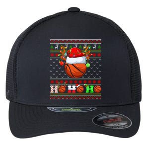 Basketball Ball Xmas Tree Lights Ugly Christmas Gift Flexfit Unipanel Trucker Cap