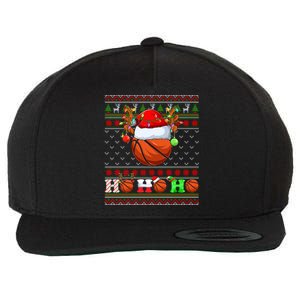 Basketball Ball Xmas Tree Lights Ugly Christmas Gift Wool Snapback Cap