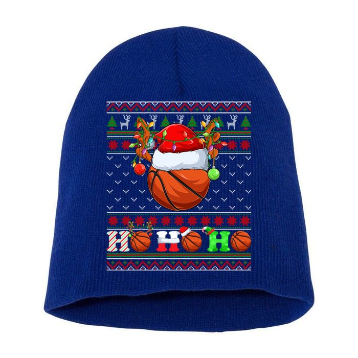 Basketball Ball Xmas Tree Lights Ugly Christmas Gift Short Acrylic Beanie