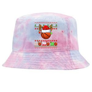 Basketball Ball Xmas Tree Lights Ugly Christmas Gift Tie-Dyed Bucket Hat