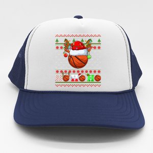 Basketball Ball Xmas Tree Lights Ugly Christmas Gift Trucker Hat