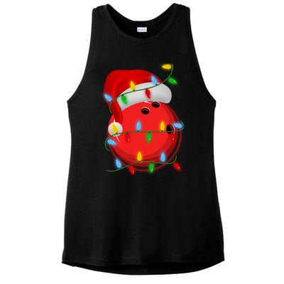 Bowling Ball Xmas Lighting Holiday Santa Bowling Christmas Meaningful Gift Ladies PosiCharge Tri-Blend Wicking Tank