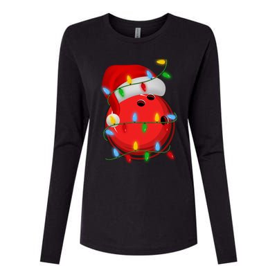 Bowling Ball Xmas Lighting Holiday Santa Bowling Christmas Meaningful Gift Womens Cotton Relaxed Long Sleeve T-Shirt