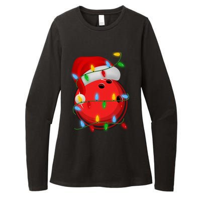 Bowling Ball Xmas Lighting Holiday Santa Bowling Christmas Meaningful Gift Womens CVC Long Sleeve Shirt