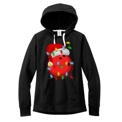 Bowling Ball Xmas Lighting Holiday Santa Bowling Christmas Meaningful Gift Women's Fleece Hoodie