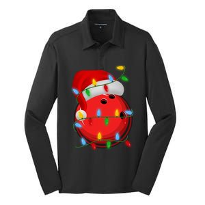 Bowling Ball Xmas Lighting Holiday Santa Bowling Christmas Meaningful Gift Silk Touch Performance Long Sleeve Polo