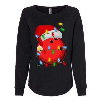 Bowling Ball Xmas Lighting Holiday Santa Bowling Christmas Meaningful Gift Womens California Wash Sweatshirt