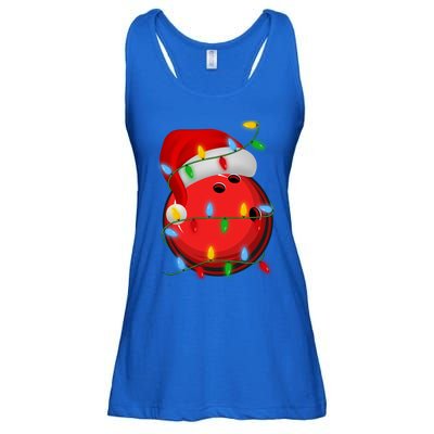 Bowling Ball Xmas Lighting Holiday Santa Bowling Christmas Meaningful Gift Ladies Essential Flowy Tank