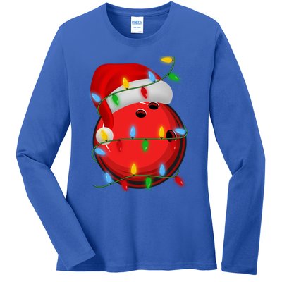 Bowling Ball Xmas Lighting Holiday Santa Bowling Christmas Meaningful Gift Ladies Long Sleeve Shirt