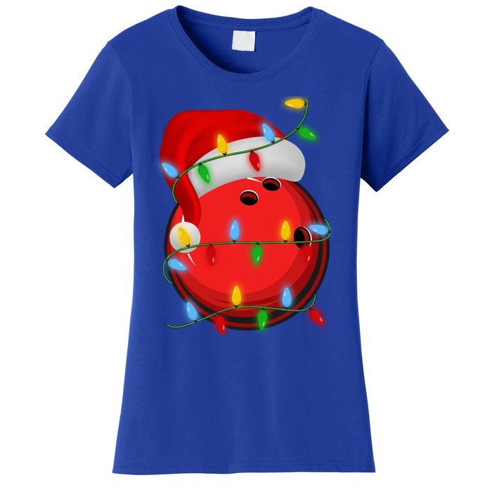 Bowling Ball Xmas Lighting Holiday Santa Bowling Christmas Meaningful Gift Women's T-Shirt