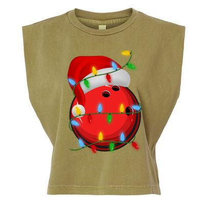 Bowling Ball Xmas Lighting Holiday Santa Bowling Christmas Meaningful Gift Garment-Dyed Women's Muscle Tee