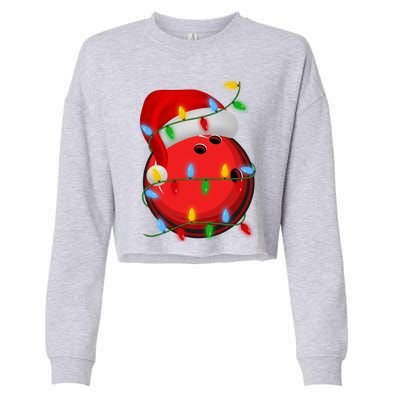 Bowling Ball Xmas Lighting Holiday Santa Bowling Christmas Meaningful Gift Cropped Pullover Crew