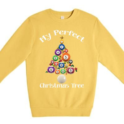 Billiard Ball Xmas Tree Meaningful Gift Pool Billiards Christmas Great Gift Premium Crewneck Sweatshirt