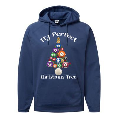 Billiard Ball Xmas Tree Meaningful Gift Pool Billiards Christmas Great Gift Performance Fleece Hoodie