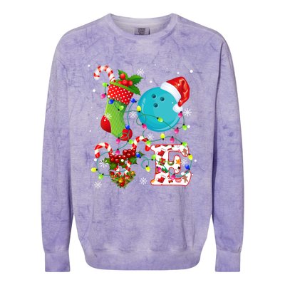 Bowling Ball Xmas Lighting Santa Love Bowling Ball Christmas Great Gift Colorblast Crewneck Sweatshirt