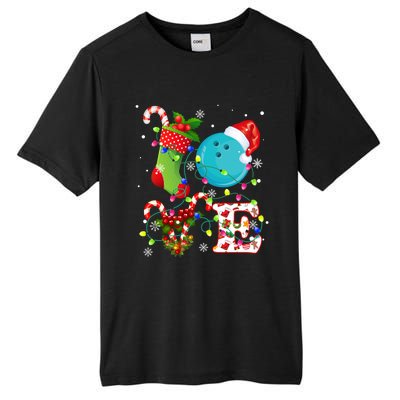 Bowling Ball Xmas Lighting Santa Love Bowling Ball Christmas Great Gift Tall Fusion ChromaSoft Performance T-Shirt