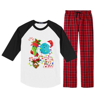 Bowling Ball Xmas Lighting Santa Love Bowling Ball Christmas Great Gift Raglan Sleeve Pajama Set