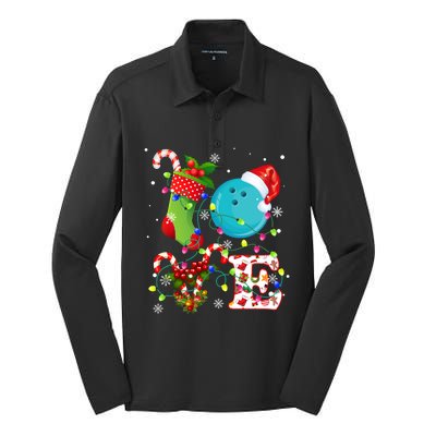 Bowling Ball Xmas Lighting Santa Love Bowling Ball Christmas Great Gift Silk Touch Performance Long Sleeve Polo