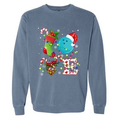 Bowling Ball Xmas Lighting Santa Love Bowling Ball Christmas Great Gift Garment-Dyed Sweatshirt