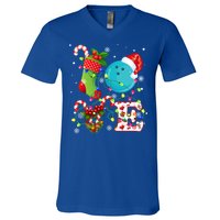 Bowling Ball Xmas Lighting Santa Love Bowling Ball Christmas Great Gift V-Neck T-Shirt