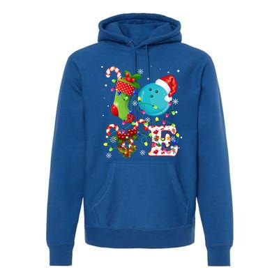 Bowling Ball Xmas Lighting Santa Love Bowling Ball Christmas Great Gift Premium Hoodie